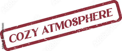 Cozy Atmosphere distressed rubber stamp for home decor concepts and comfortable living spaces