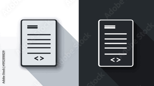 Document icon in light and dark mode digital code concept isolated background