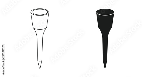 A monochromatic illustration presents two golf tees one light and one dark side by side against a white background high quality
