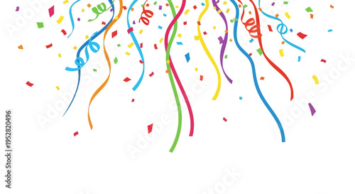 Colorful Confetti and Streamers Falling Celebration Party Background
