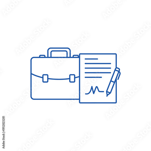 Business Briefcase and Document Signing Illustration.