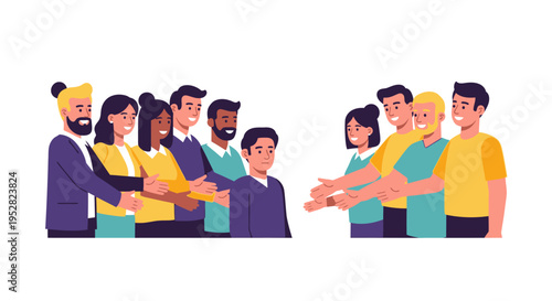 Diverse group of people reaching out to one person, concept of inclusion and acceptance