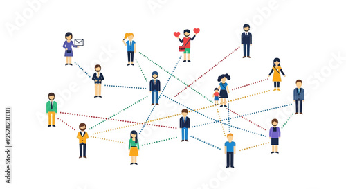 Diverse people connected in a network, representing social media, communication, and community