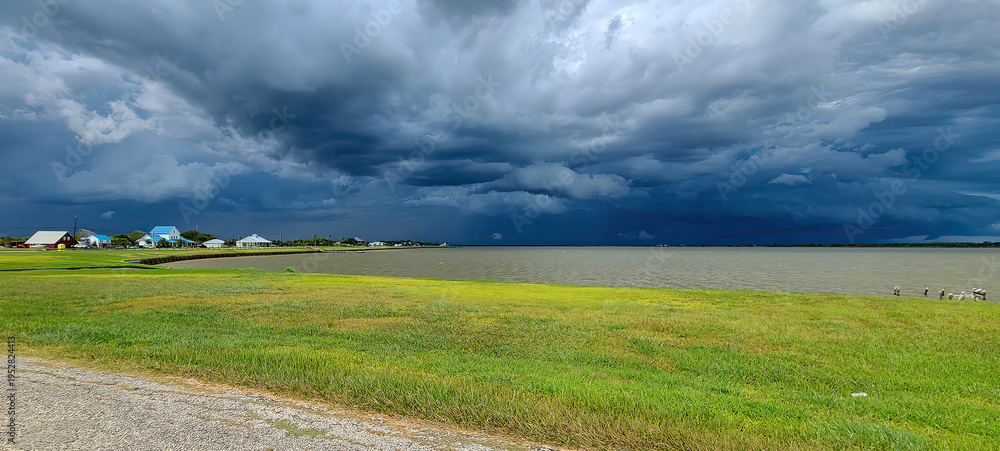 Fototapeta premium Storm over Tres Palacios Bay, in Matagorda County, Texas