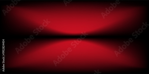 Red studio background. Abstract limbo podium studio room. Dark red gradient wall floor and spotlight scene. Showcase, promotion display. Vector stage mockup illustration, eps.10