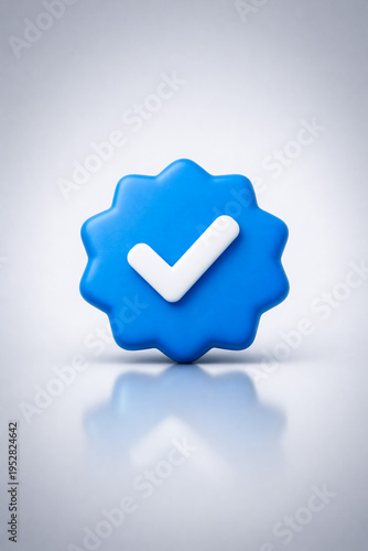 Blue Verification Badge with White Checkmark on Gradient Background