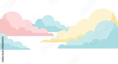 Soft Pastel Clouds, Dreamy Sky Background, Gentle Colors, Abstract Illustration