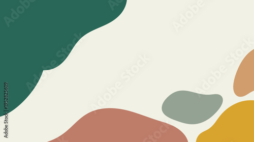 Abstract organic pastel shapes forming minimalist calm composition with earthy tones.