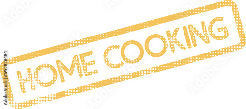 Rustic Home Cooking textured rubber stamp effect in warm golden yellow for culinary and recipe themes