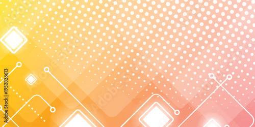 Modern sophisticated backdrop featuring halftone dots and glowing circuit board elements.