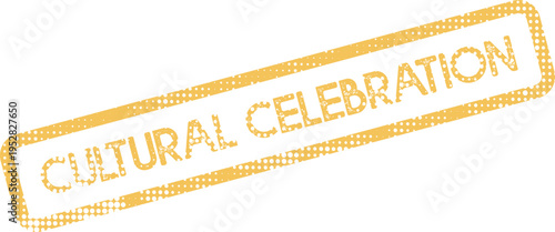 Vibrant Gold Cultural Celebration Stamp Mark Featuring Distressed Halftone Texture