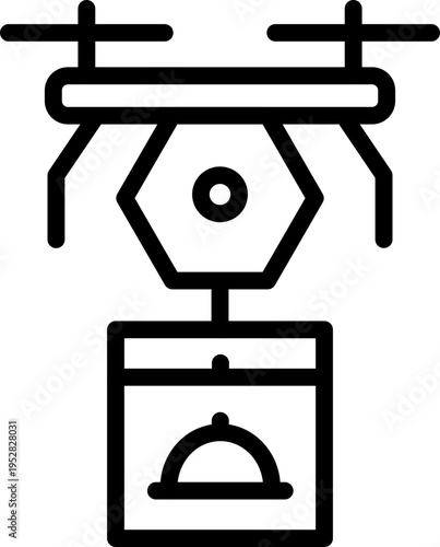 Drone Delivery Line Icon, Drone Shipping Service , Aerial Package Delivery Symbol