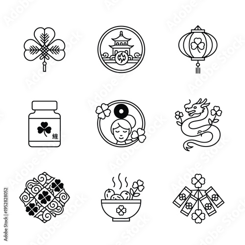 Collection of Lucky Symbols and Cultural Icons.