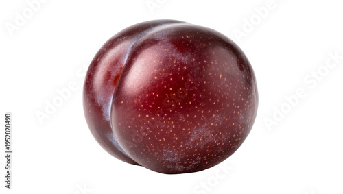 Tableau sur toile Isolated fresh ripe red plum fruit with visible bloom and slight indentation