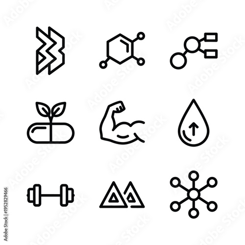 Collection of Science and Fitness Icons for Health and Wellness.
