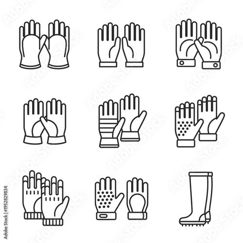 Collection of Hand Protection Gear Icons.