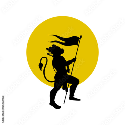 Hanuman Silhouette Vector Illustration | Hindu God Monkey God Icon