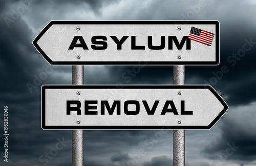Asylum or Removal - road sign concept