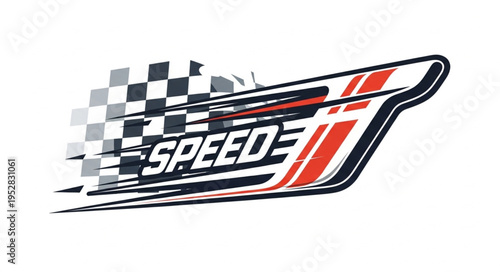 Dynamic Speed Graphic with Checkered Flag and Racing Stripes.