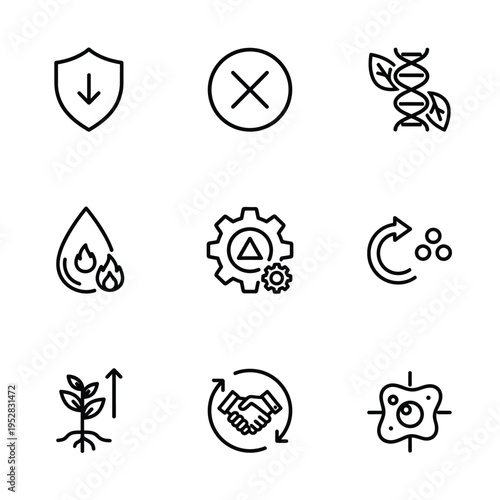 Collection of Science and Technology Icons Representing Various Concepts.
