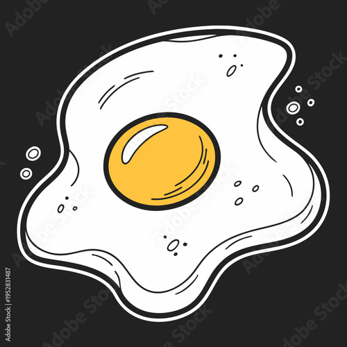 Fried egg with yellow yolk and white outline, healthy breakfast food ingredient