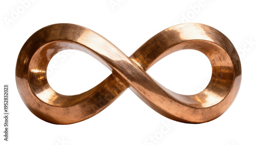 Cuadro en lienzo Isolated gleaming copper infinity symbol abstract sculpture representing eternity
