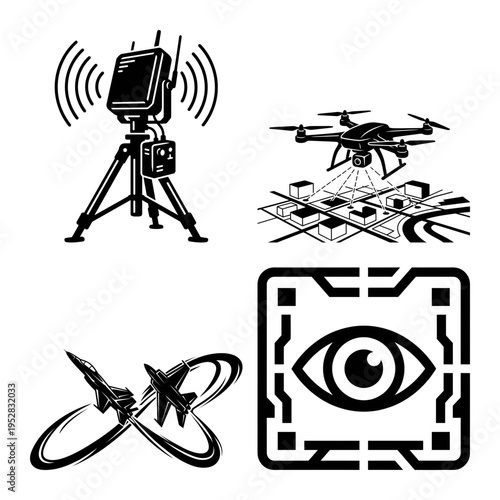 Jet Missile Bunker Siren Icon Bundle