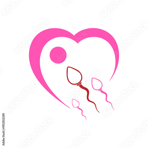 Fertilization Concept Cells Moving Toward Heart Shape Vector Illustration