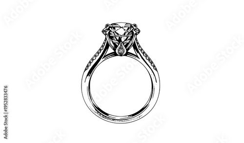 Luxury watercolor diamond ring vector style illustration for wedding and bridal projects