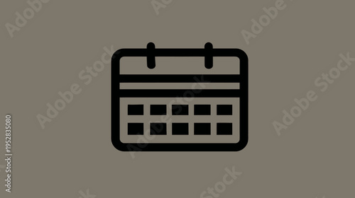 Minimalist Calendar Icon for Schedule Planning and Date Management in Dark Mode Style, Simple Organizer Symbol