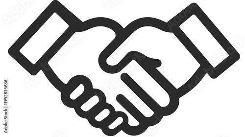 Outline Handshake Icon Symbolizing Business Agreement, Partnership, Cooperation, Trust, and Deal Confirmation