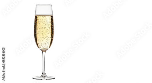 Champagne Flute with Bubbles and Foam