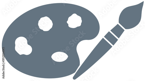 Paint Palette and Paintbrush Icon - Creative Art Supplies Symbol for Painting, Crafting, and Artistic Expression