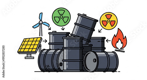 Energy Sources and Oil Barrels - A Visual Representation of Power.