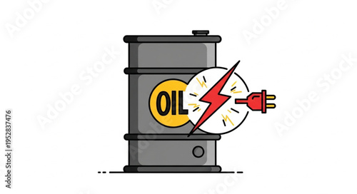 Oil Barrel with Electrical Plug - Energy Transition Concept.
