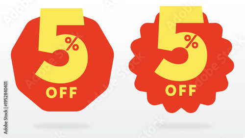 5% shape, sale, store, retail, off, special, offer, sticker, tag, banner, percent, commerce, business. Market, discount, price, value, ads, set, icon, vector