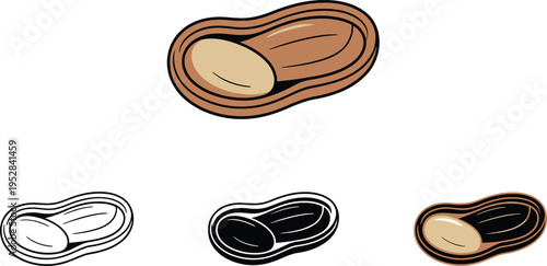Peanut with color variations and line drawings