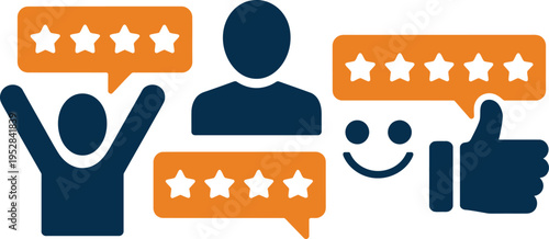 Positive customer feedback and satisfaction illustrated with rating stars