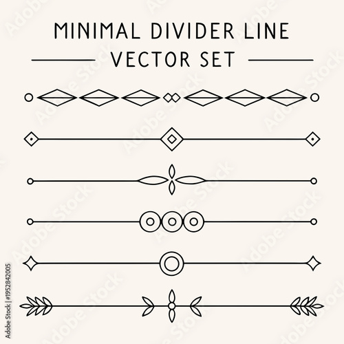 Minimalist decorative line set with geometric shapes floral elements for elegant design decoration page