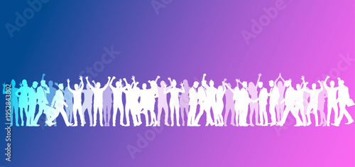 sagome, silhouette, gruppo di persone, felici, gioia, felicità, persone, gente felice, buon umore	
