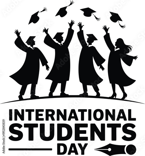 Celebrating graduation Students toss caps in joyous silhouette scene