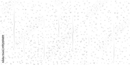 Konstfotografi Realistic transparent scattered dew or rain water drops on wet clear window glas