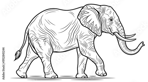 Large Gray Elephant Walking Profile.