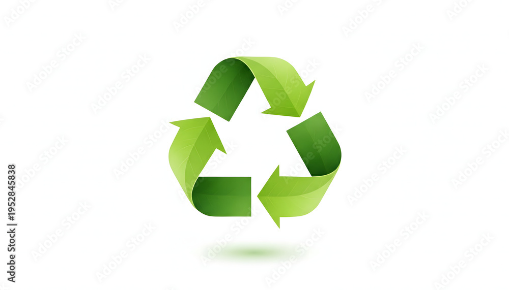 Obraz premium A green recycling symbol on a white background representing eco-friendly practices