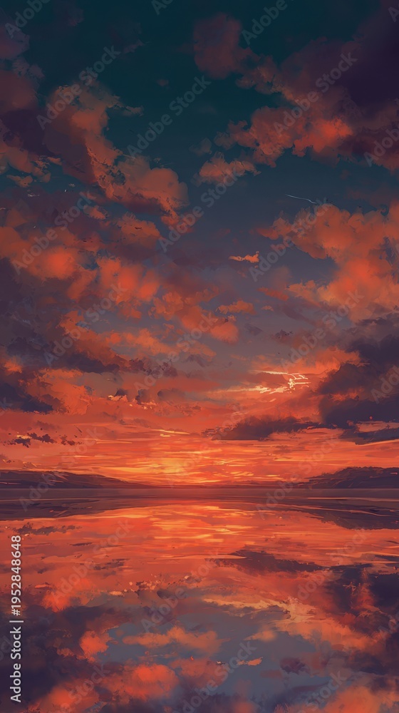 Fototapeta premium Dramatic Sunset Over Reflective Water