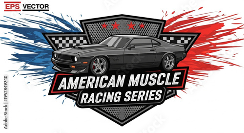 American Muscle Racing Series Logo Featuring a Classic Muscle Car.