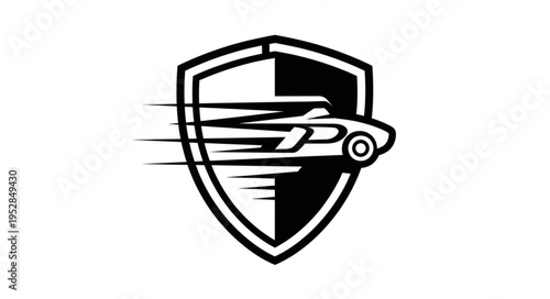 Dynamic Car Shield Emblem - Symbolizing Speed and Protection.