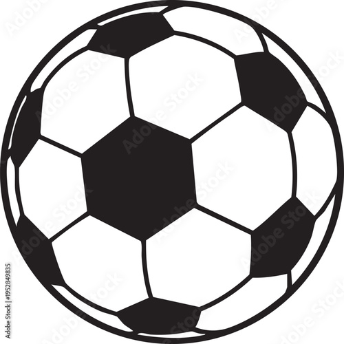 A detailed silhouette of a traditional soccer ball, clearly showing its iconic pentagonal and hexagonal panels.