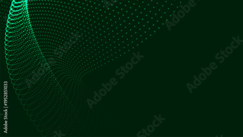 Abstract background of moving particles. Futuristic dotted wave. Big data. 3D vector illustration