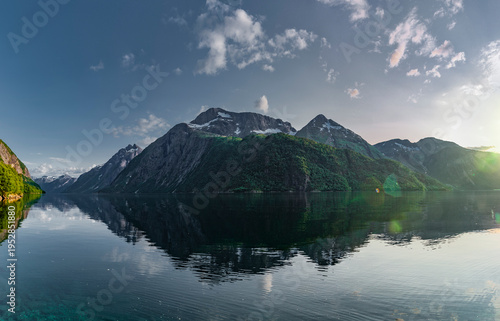 Panoramic view of lake Eikesdal in Norway